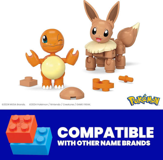 Mega Bloks Miniature Toy Pokemon Charmander & Eevee for 6+ years old Years Old