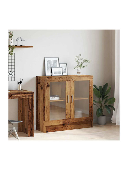 Wall Living Room Display Cabinet made of Particleboard with Glass Coffee 82.5x30.5x80cm