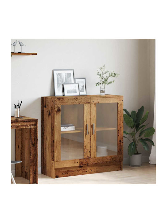 Wall Living Room Display Cabinet made of Particleboard with Glass Coffee 82.5x30.5x80cm
