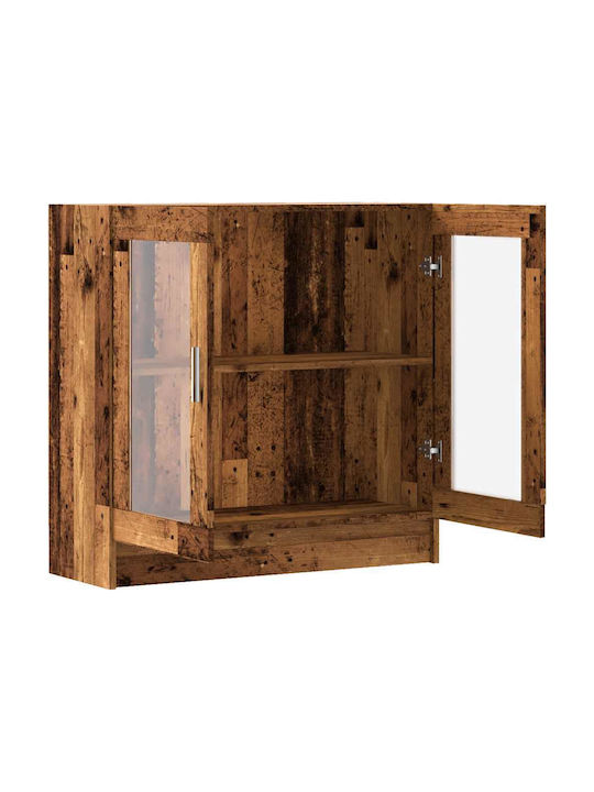 Wall Living Room Display Cabinet made of Particleboard with Glass Coffee 82.5x30.5x80cm