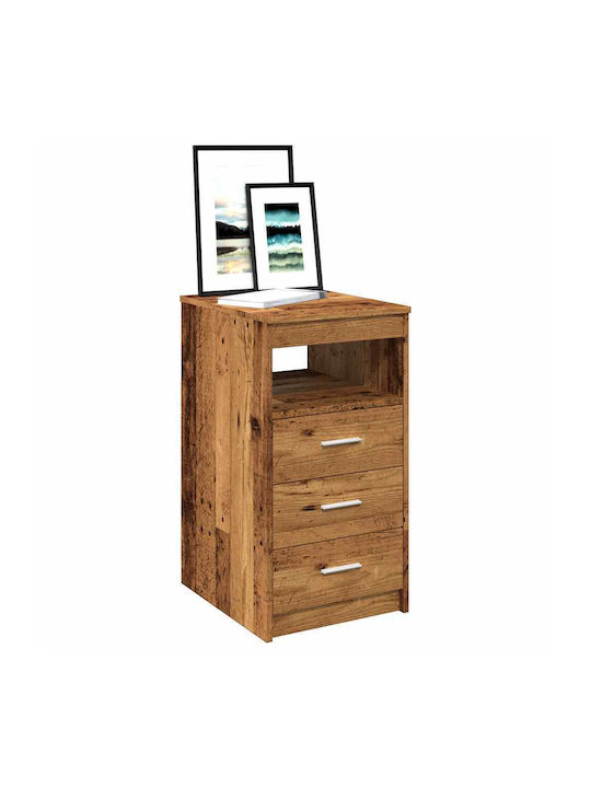 Wooden Chest of Drawers with 3 Drawers Coffee 40x50x76cm