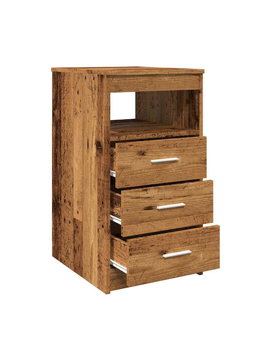 Wooden Chest of Drawers with 3 Drawers Coffee 40x50x76cm