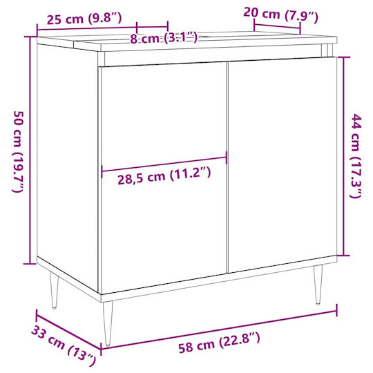 vidaXL Πάγκος χωρίς Νιπτήρα Μ58xΒ33xΥ60cm Δρυς