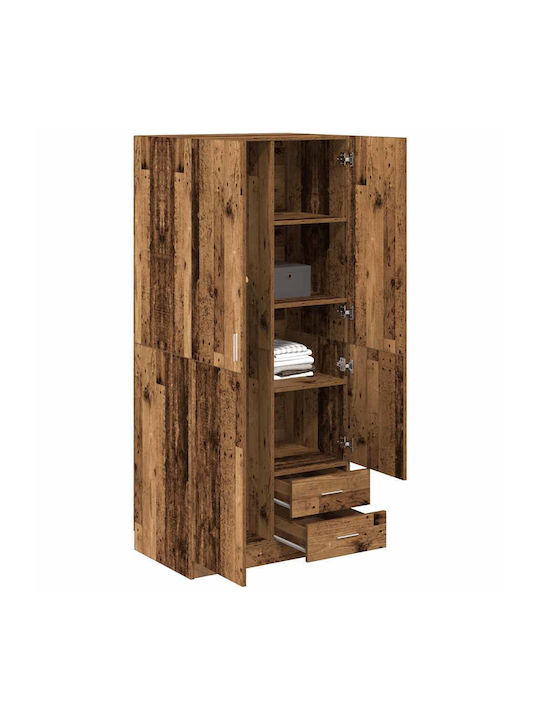Double Door Wardrobe Old Wood 80x52x180cm