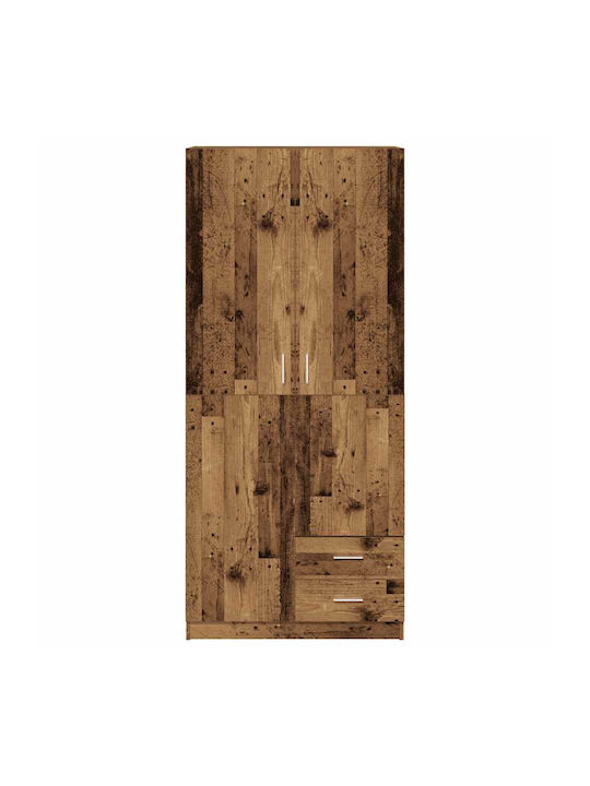 Double Door Wardrobe Old Wood 80x52x180cm