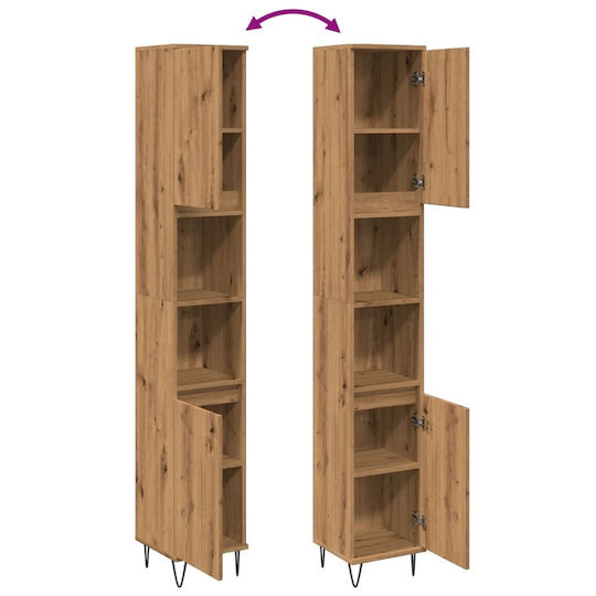 vidaXL Badezimmersäule Boden H30xB30xH190cm Eiche