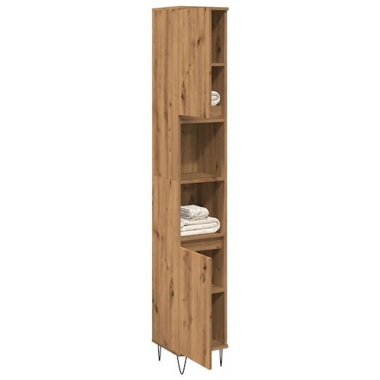 vidaXL Badezimmersäule Boden H30xB30xH190cm Eiche