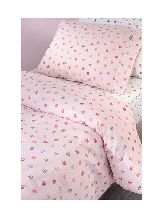 Guy Laroche Paw Set Kids Duvet Cover Single with Pillowcase Cotton Paw Pinky 165x225cm