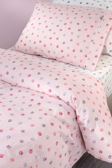 Guy Laroche Paw Комплект Детски Плик за Завивка Единичен с Калъфка Памучен Paw Pinky 165x225бр