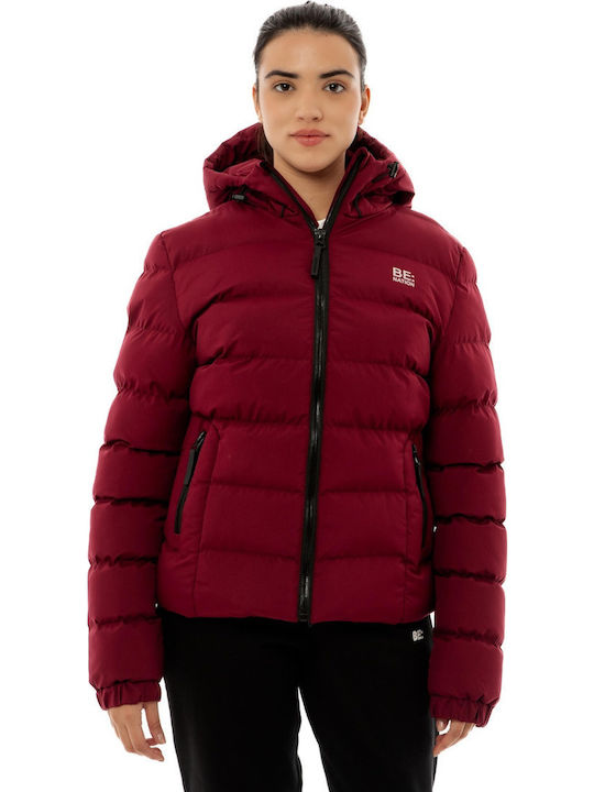 Kurz Damen Puffer Jacke für Winter Burgundisch
