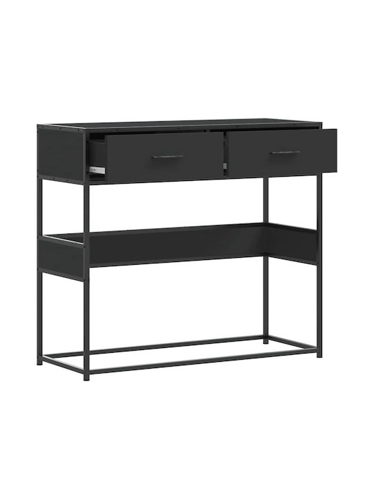 Console Table Wood & Metal Black Velvet-Black Metal L90xW35xH80cm