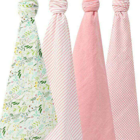 Mother's Choice Pătură Pepinieră Swaddling pături 100% bumbac Roz 76x76cm 4buc