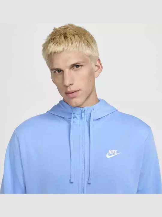 French Terry Sweatshirt with Hood Blue