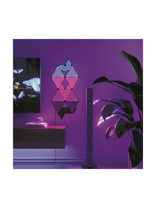 Pachet de Extindere Nanoleaf Shapes Ultra Black Mini Triunghi 10 Panouri LED Triunghiulare Mini Suplimentare Inteligente Modulare RGBW Wi-Fi 16 Milioane de Culori Lumină de Perete Interior Sincronizare Muzică Funcționează cu Alexa