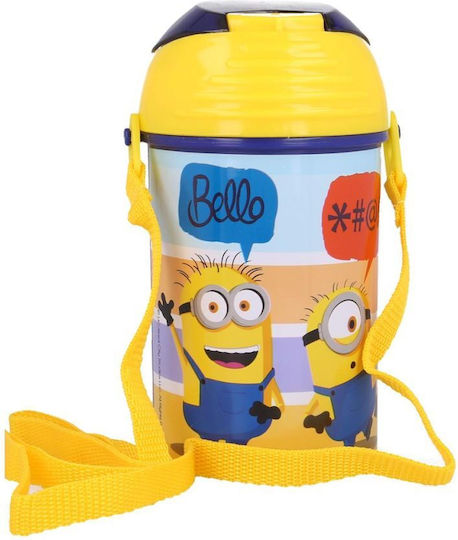 Stor Minions 2 Kinderflasche Minions Kunststoff mit Pop-Up-Verschluss Auslaufsicher 450ml (Verschiedene Designs/Farben)