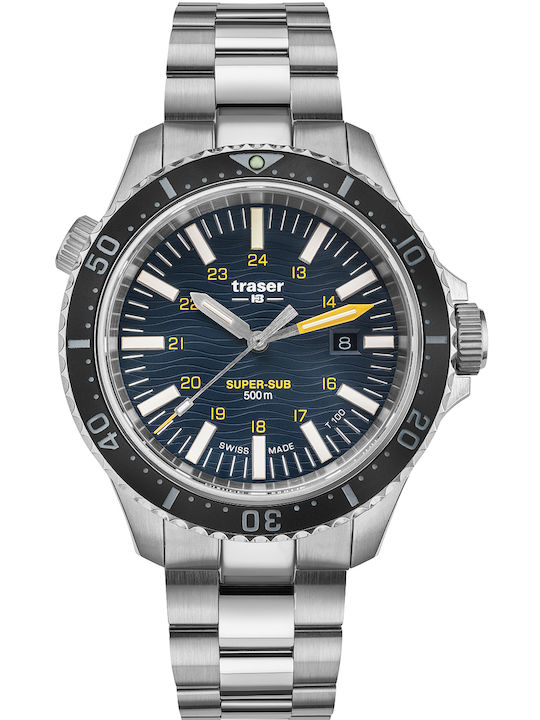 Traser Men's Watch 46mm Battery with Silver Metal Bracelet