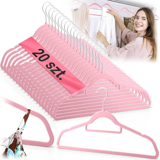 Massido Wardrobe Hanger for Pants Wooden Pink 20pcs