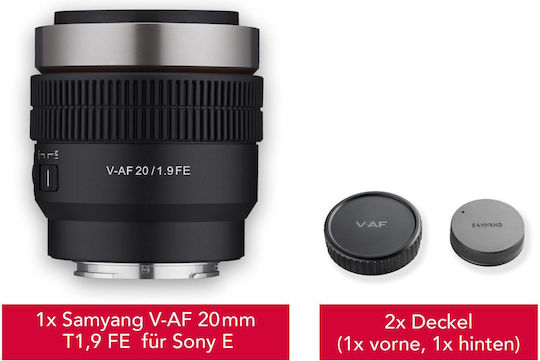 Samyang Full Frame Φωτογραφικός Φακός V-AF T 1,9/20 FE Σταθερός για Sony FE Mount Μαύρος