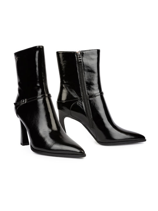 19V69 Leather Women's Ankle Boots Black