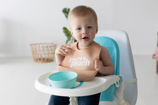 Pearhead Bib Silicone with Pocket Peach for 6 m+ 2pcs
