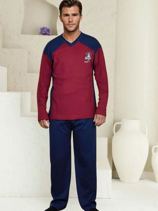 Rimoli Men's Winter Cotton Pajamas Set Burgundy