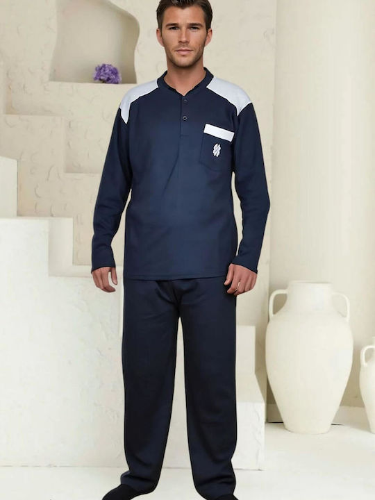 Rimoli Men's Winter Cotton Pajamas Set Blue