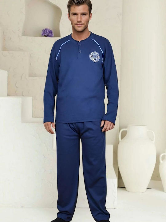 Rimoli Men's Winter Cotton Pajamas Set Blue