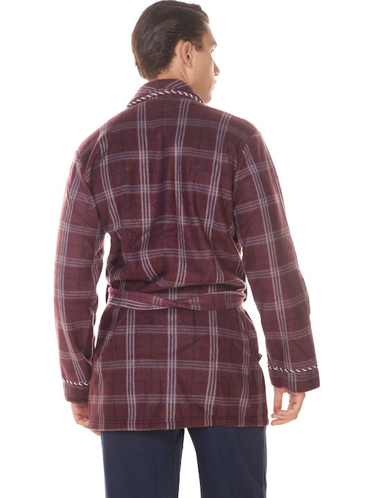 Comfort Χειμερινή Καρό Ανδρική Ρόμπα Fleece