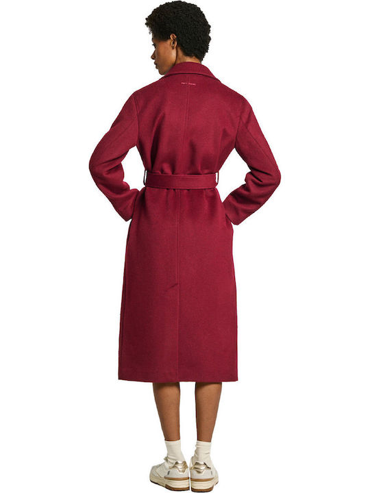 Brenda Women's Burnt Red Coat with Buttons