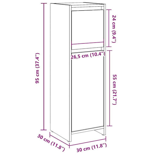 vidaXL Bathroom Cabinet L30xW30xH95cm Gray