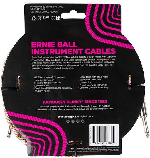 Ernie Ball Braided Kabel 6,3mm Stecker - 6,3mm Stecker 5.5m (P06430)