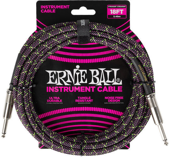 Ernie Ball Braided Cable 6.3mm male - 6.3mm male 5.5m Purple (P06431)
