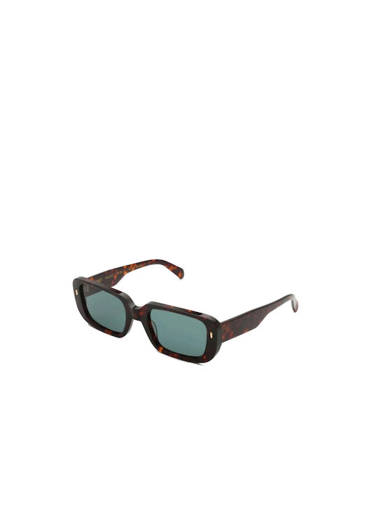 Gast Vida Women's Sunglasses with Brown Tartaruga Plastic Frame and Green Lens