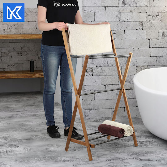 Kadax Floor Standing Bathroom Freestanding Towel Rack with 4 Positions Brown