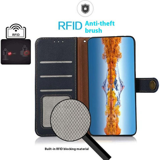 Custer Wallet Piele Albastru (Xiaomi 14T)