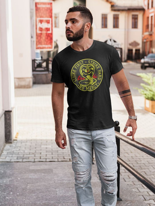 Pegasus Lux In Tenebris Cobra Kai T-shirt Black Cotton Front Back Logo