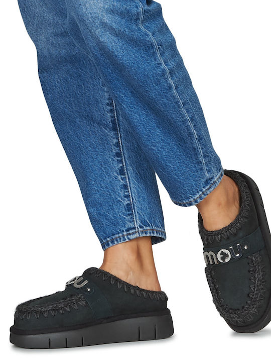 Mou Bounce Closed-Toe Slippers Black