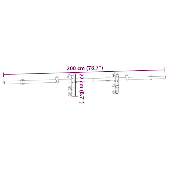 Vidaxl Sliding Door Mechanism Silver 200 cm Stainless Steel