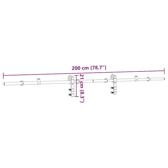 Vidaxl Mecanism pentru Ușă Glisantă Argintiu 200 cm Oțel Inoxidabil