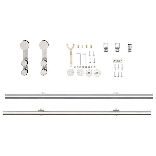 Vidaxl Sliding Door Mechanism Silver 200 cm Stainless Steel