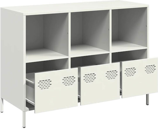 Sideboard made of Metal with Drawers White 101.5x39x73.5cm
