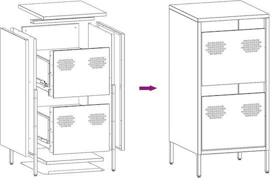 Sideboard Cabinet made of Metal with Drawers Mustard 35x39x73.5cm