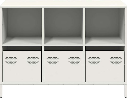 Sideboard made of Metal with Drawers White 101.5x39x73.5cm