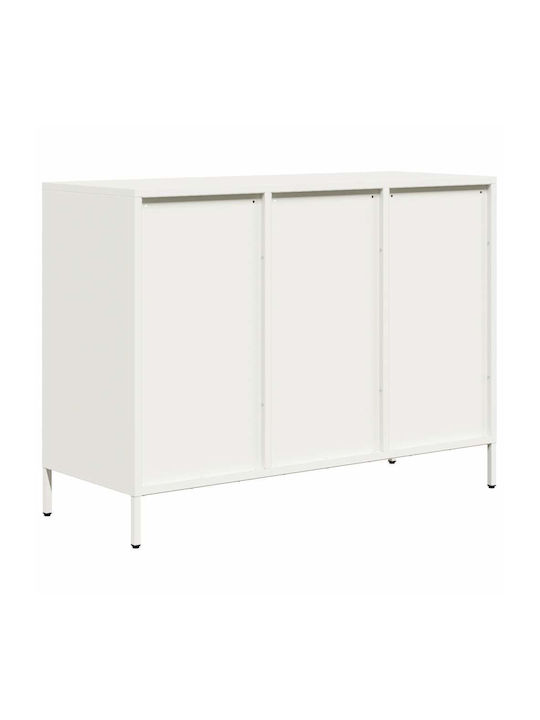 Sideboard made of Metal with Drawers White 101.5x39x73.5cm