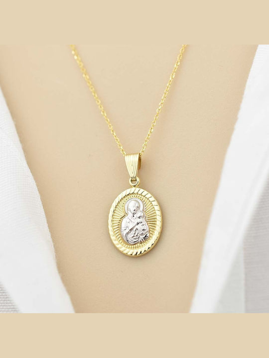 Goldjewels Κολιέ Φυλαχτό Παναγία από Χρυσό 9Κ