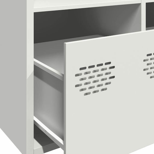 Sideboard made of Metal with Drawers White 101.5x39x73.5cm