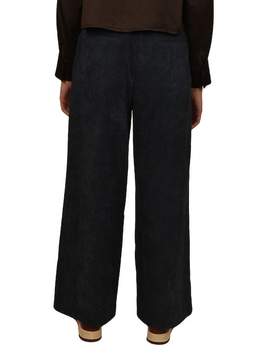 Damen Stoff Hose Washed Blue, Dark Blue