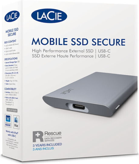 Lacie Mobile SSD Secure Space Gray USB 3.2 1TB 2.5" Γκρι
