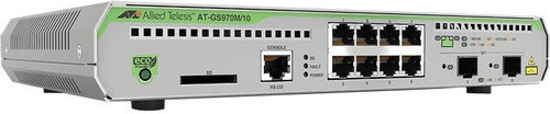 Allied Telesis GS970M/10PS Managed L3 PoE+ Switch with 8 Gigabit (1Gbps) Ethernet Ports and 2 SFP Ports