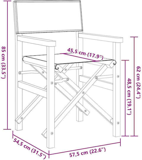 Regiestuhl Hölzernes Cream 57x54.5x85εκ.